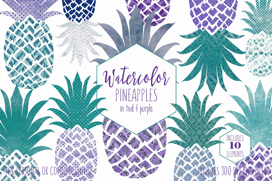 Fun Geometric Watercolor Pineapples