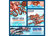 Vector templates for seafood or fish food products