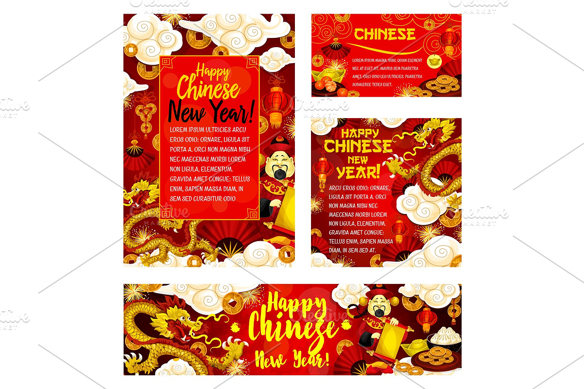 Chinese New Year vector greeting cards banners in Illustrations - product preview 8