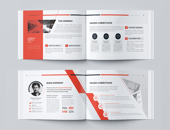 A5 Landscape Company Profile in Brochure Templates - product preview 4