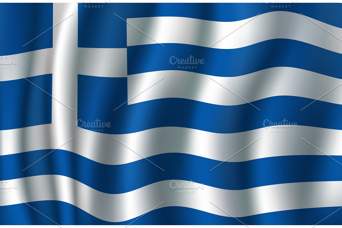Flag of Greece 3d vector, greek blue, white banner in Illustrations - product preview 8