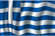 Flag of Greece 3d vector, greek blue, white banner