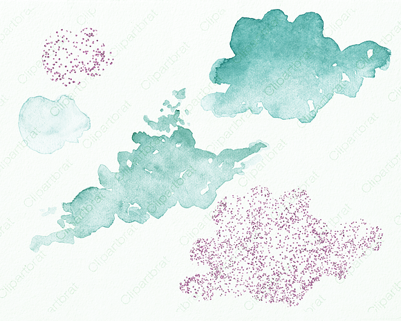 Cute Watercolor Mermaids & Glitter in Illustrations - product preview 3