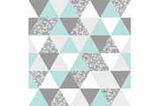 silver, mint and white triangles grid texture