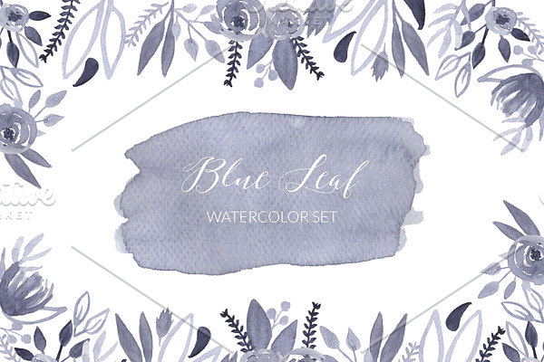 Blue Leaf Watercolor Set