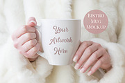 Mug Mockup- Woman holding bistro mug