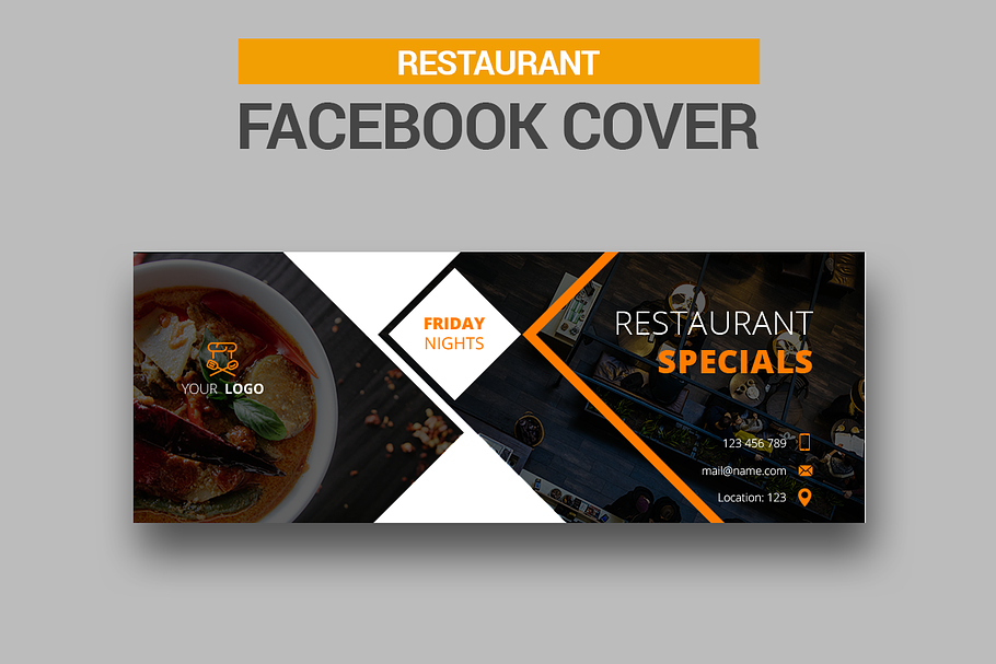 Restaurant Facebook Cover in Facebook Templates - product preview 8