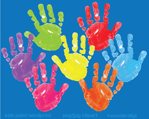 Painted Clipart - Hand prints in Illustrations - product preview 1