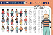 Male Stick Figure People PNG