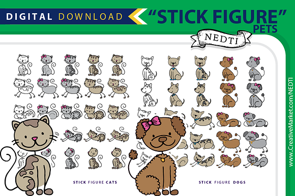 Pets Animal Stick Figure PNG in Illustrations - product preview 1