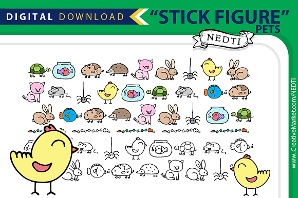 Pets Animal Stick Figure PNG in Illustrations - product preview 3