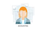 Accounting Icon with businesswoman