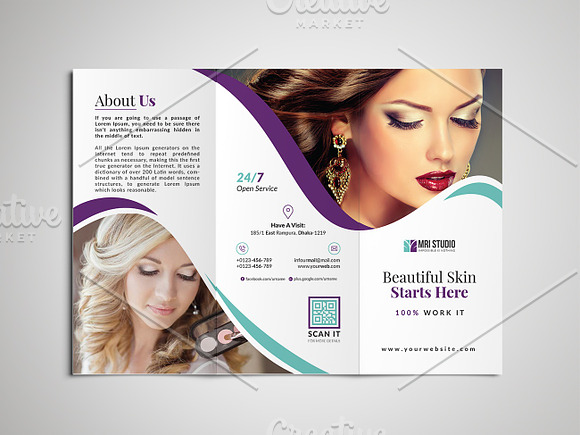 Creative Beauty Parlour Trifold in Brochure Templates - product preview 1