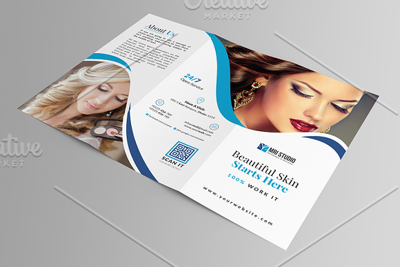 Creative Beauty Parlour Trifold in Brochure Templates - product preview 5