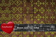 Brown Gold Foil Tribal Patterns