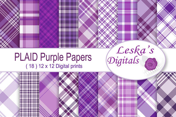 Purple Plaid Digital Paper Pack