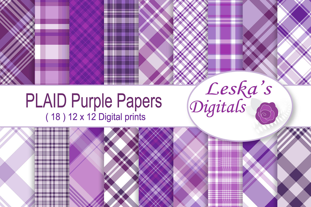 Purple Plaid Digital Paper Pack in Patterns - product preview 8