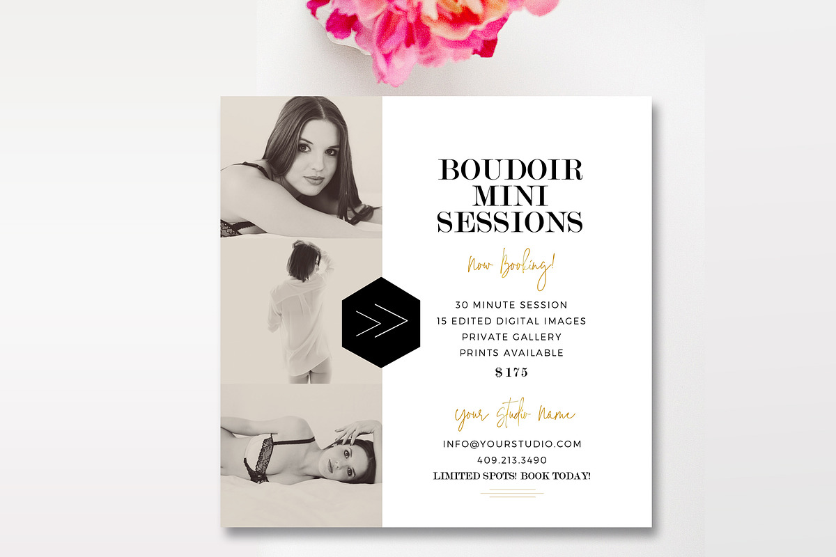 Boudoir 5x5 Mini Session Template in Flyer Templates - product preview 8