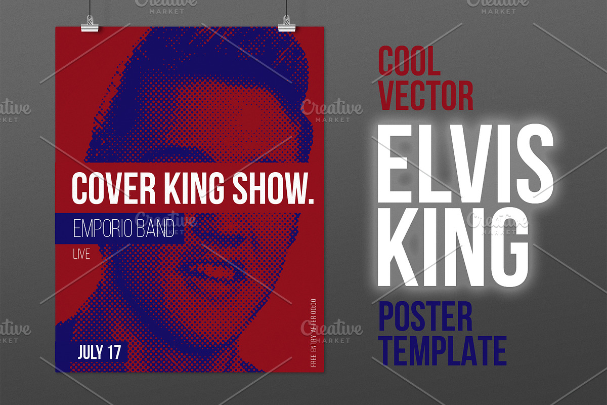 Elvis King Poster + FB cover! PSD+AI in Flyer Templates - product preview 8