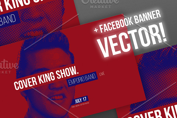 Elvis King Poster + FB cover! PSD+AI in Flyer Templates - product preview 2
