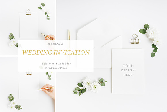 Wedding Invitation Styled Stock in Print Mockups - product preview 3