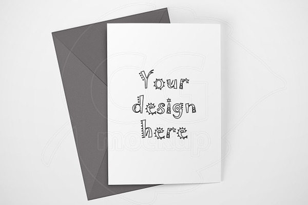 Clean card mock up gray envelope PSD