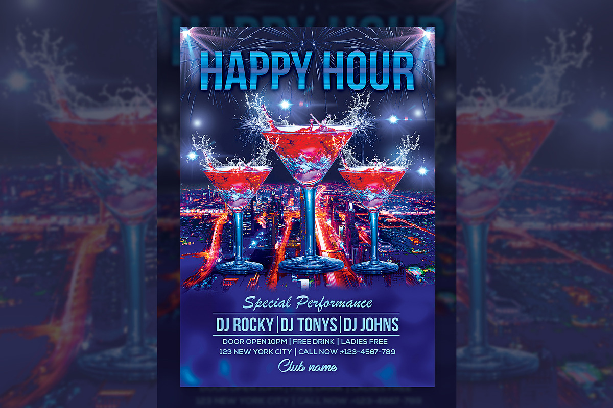 Happy Hour Flyer in Flyer Templates - product preview 8