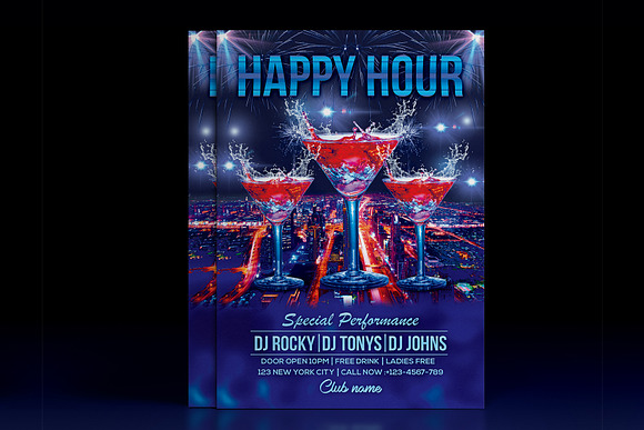 Happy Hour Flyer in Flyer Templates - product preview 1