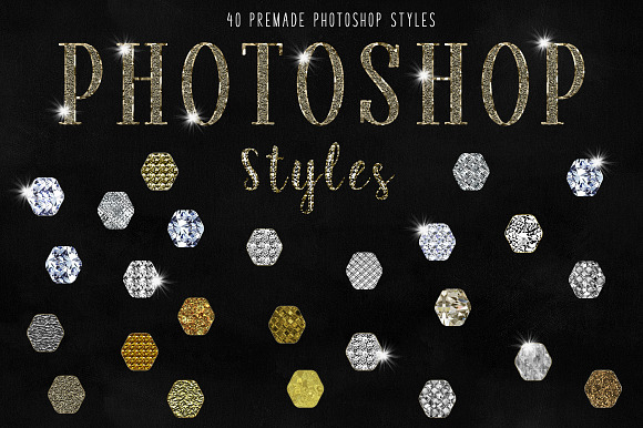 Diamond & Gold Photoshop Styles Kit in Photoshop Layer Styles - product preview 2