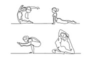 Set Woman doing exercise in yoga pose