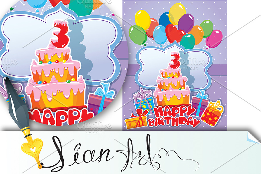 Baby birthday card with balloons in Postcard Templates - product preview 8