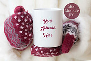 Mug Mockup - Winter Gloves