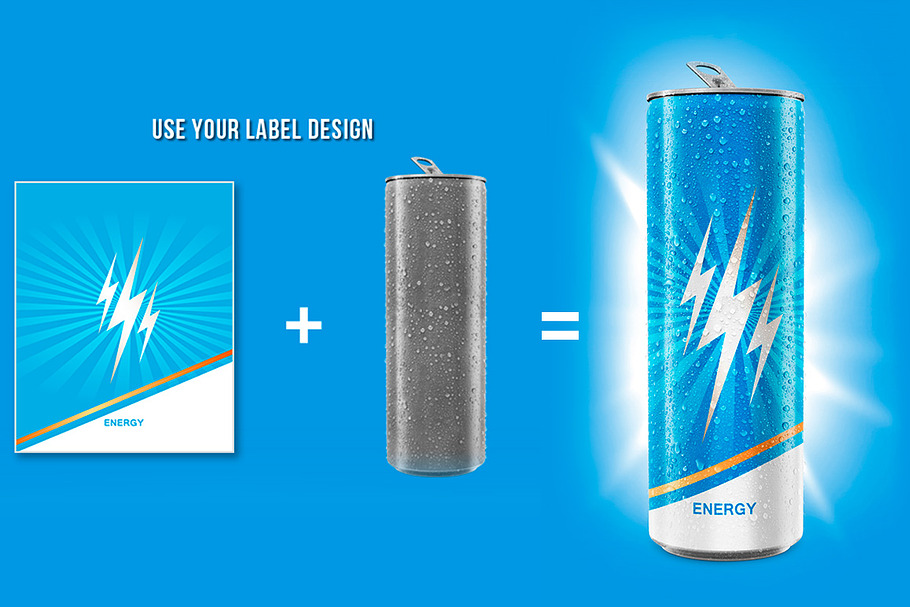Energy Drink / Soda Can Mockup in Product Mockups - product preview 8