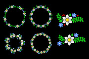Floral Circle Pattern Elements Set