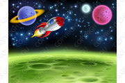 Outer Space Planet Cartoon Background