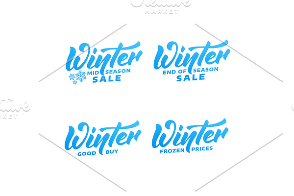 Winter sale. Winter lettering labels. Winter mid season, end season sale labels