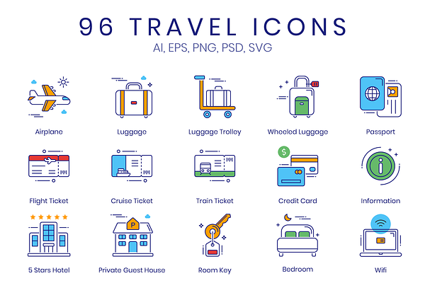 96 Tourism & Travel Icons
