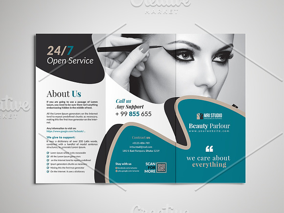 Creative Beauty Parlour Trifold in Brochure Templates - product preview 1