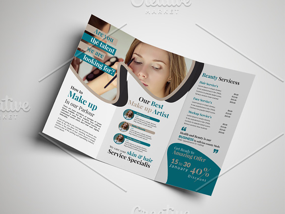 Creative Beauty Parlour Trifold in Brochure Templates - product preview 2
