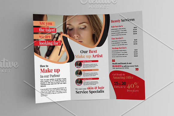 Creative Beauty Parlour Trifold in Brochure Templates - product preview 6