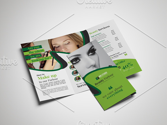 Creative Beauty Parlour Trifold in Brochure Templates - product preview 7