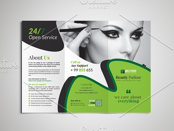 Creative Beauty Parlour Trifold in Brochure Templates - product preview 8