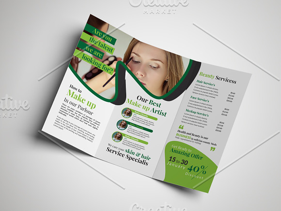 Creative Beauty Parlour Trifold in Brochure Templates - product preview 9