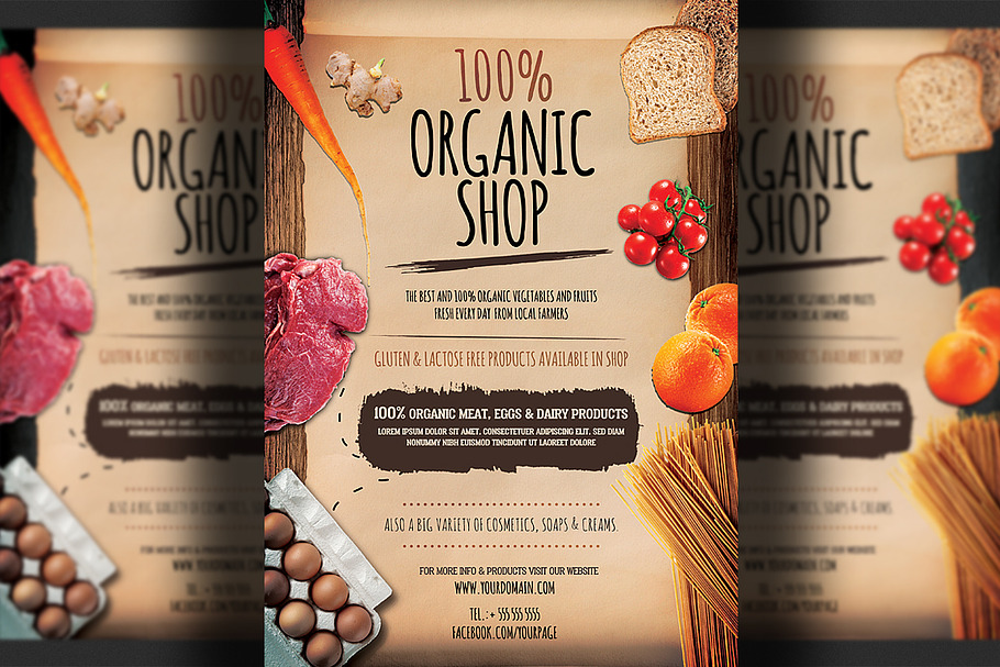 Organic Bio Shop Flyer Template