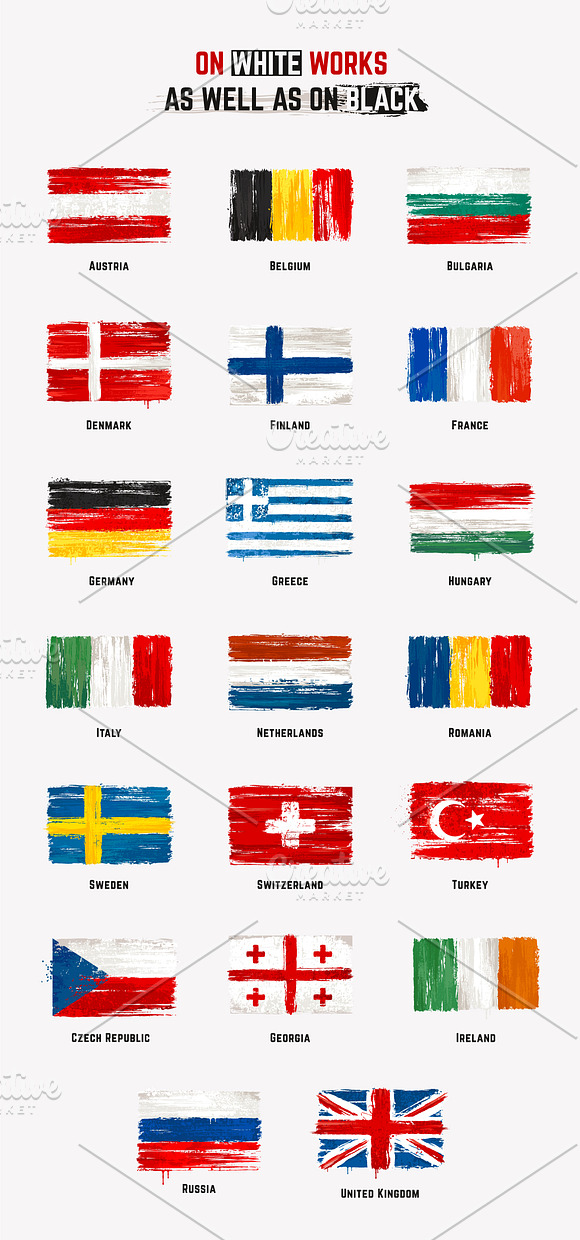 European Grunge Flags | Vector Set in Flag Icons - product preview 1
