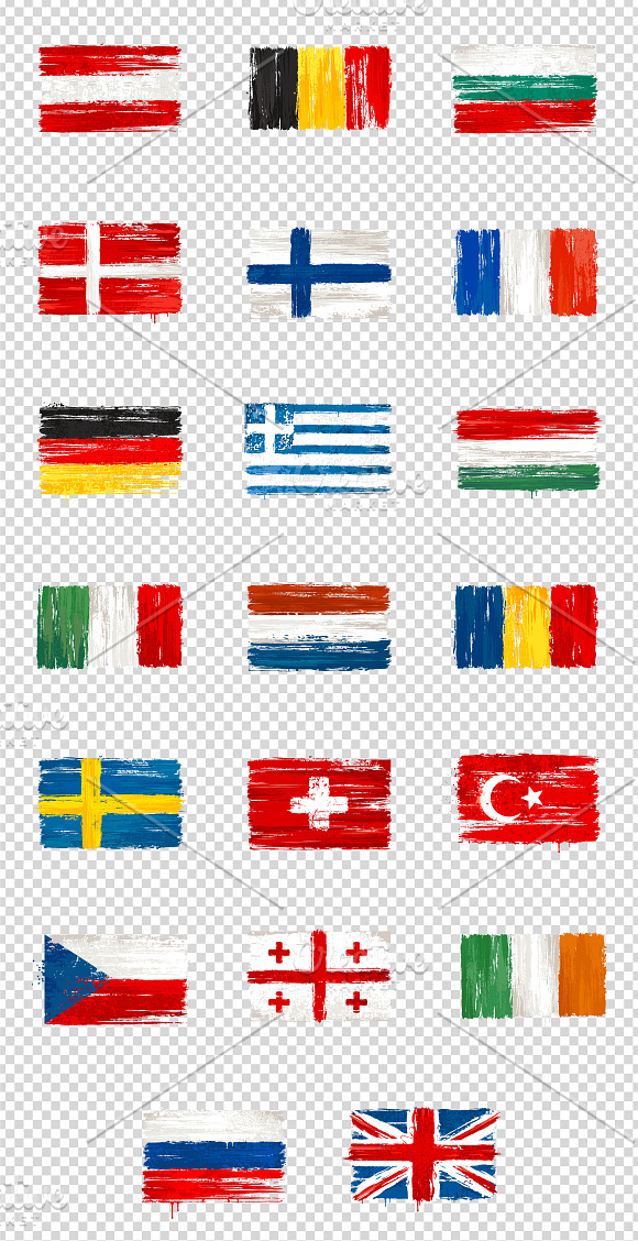 European Grunge Flags | Vector Set in Flag Icons - product preview 3