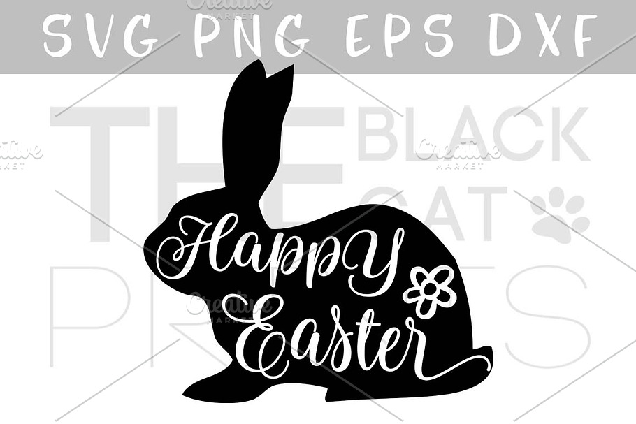 Happy Easter Bunny Silhouette SVG