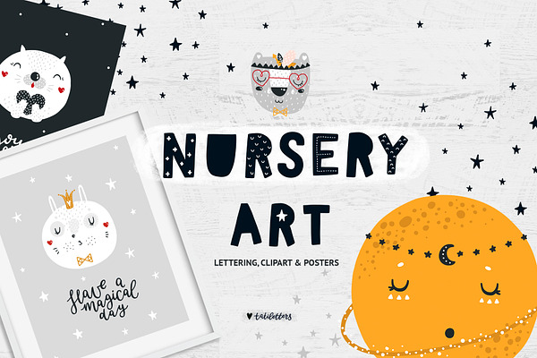 Nursery art - Animals & Lettering
