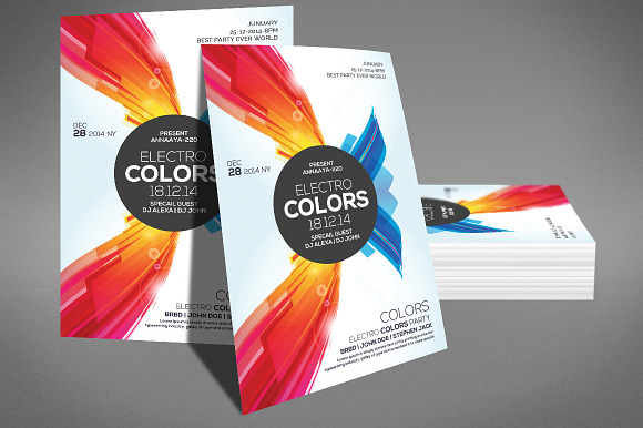 Electro Colors Club Flyer in Flyer Templates - product preview 1