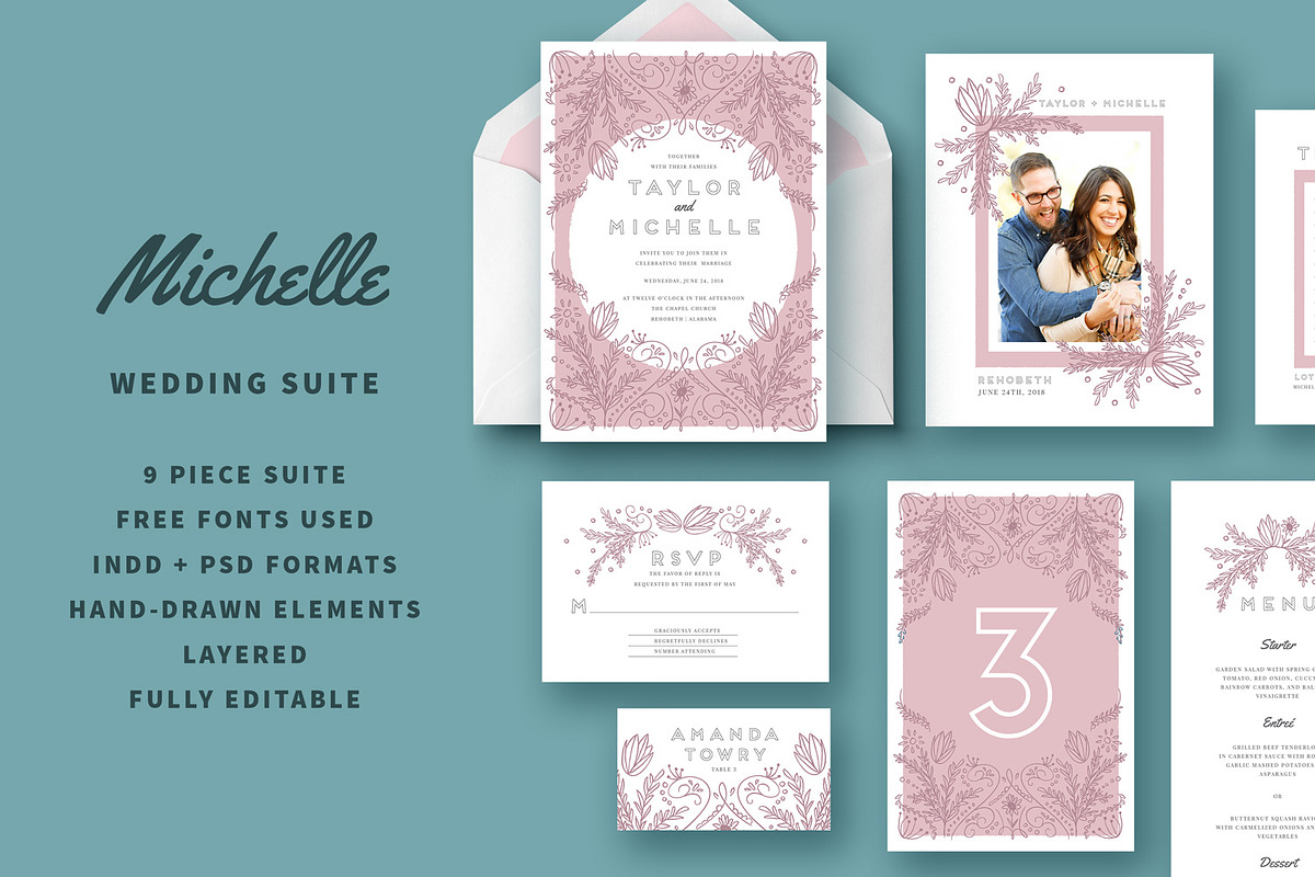 Wedding Invitation Suite | Michelle in Wedding Templates - product preview 8